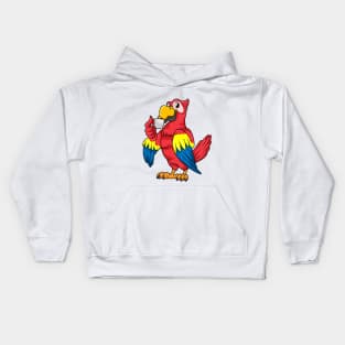 Parrot with cup of coffee Kids Hoodie